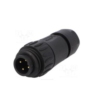 CONECTOR CIRCULAR ESTÁNDAR 3+PE MALE STRT BLK SCW GLD INT ST RELF