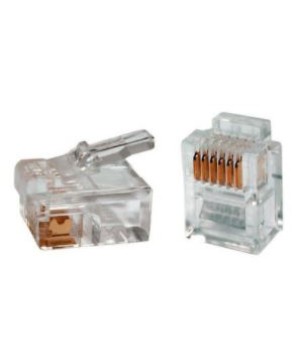 CONECTOR TELEFÓNICO RJ-11 MACHO PARA PONCHAR CON CABLE DE 6 HILOS