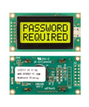 8X2 CARACTERES, AMARILLO/VERDE, MÓDULOS Y ACCESORIOS DE PANTALLA DE CARACTERES LCD STN- Y/G TRANSFL 58.0 X 32.0